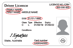 QLD Driver licence example.