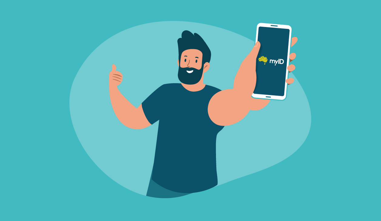 Character holding phone
